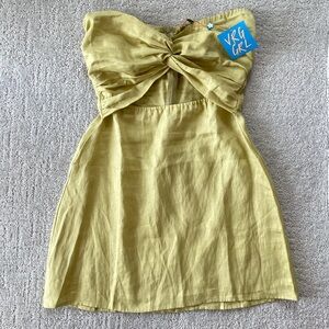 NWT VRG GRL light chartreuse strapless mini dress